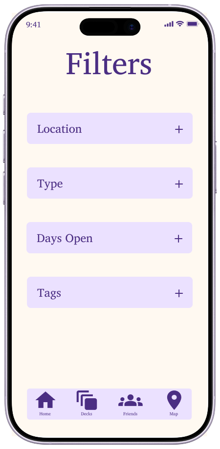 Filter Selection Page
